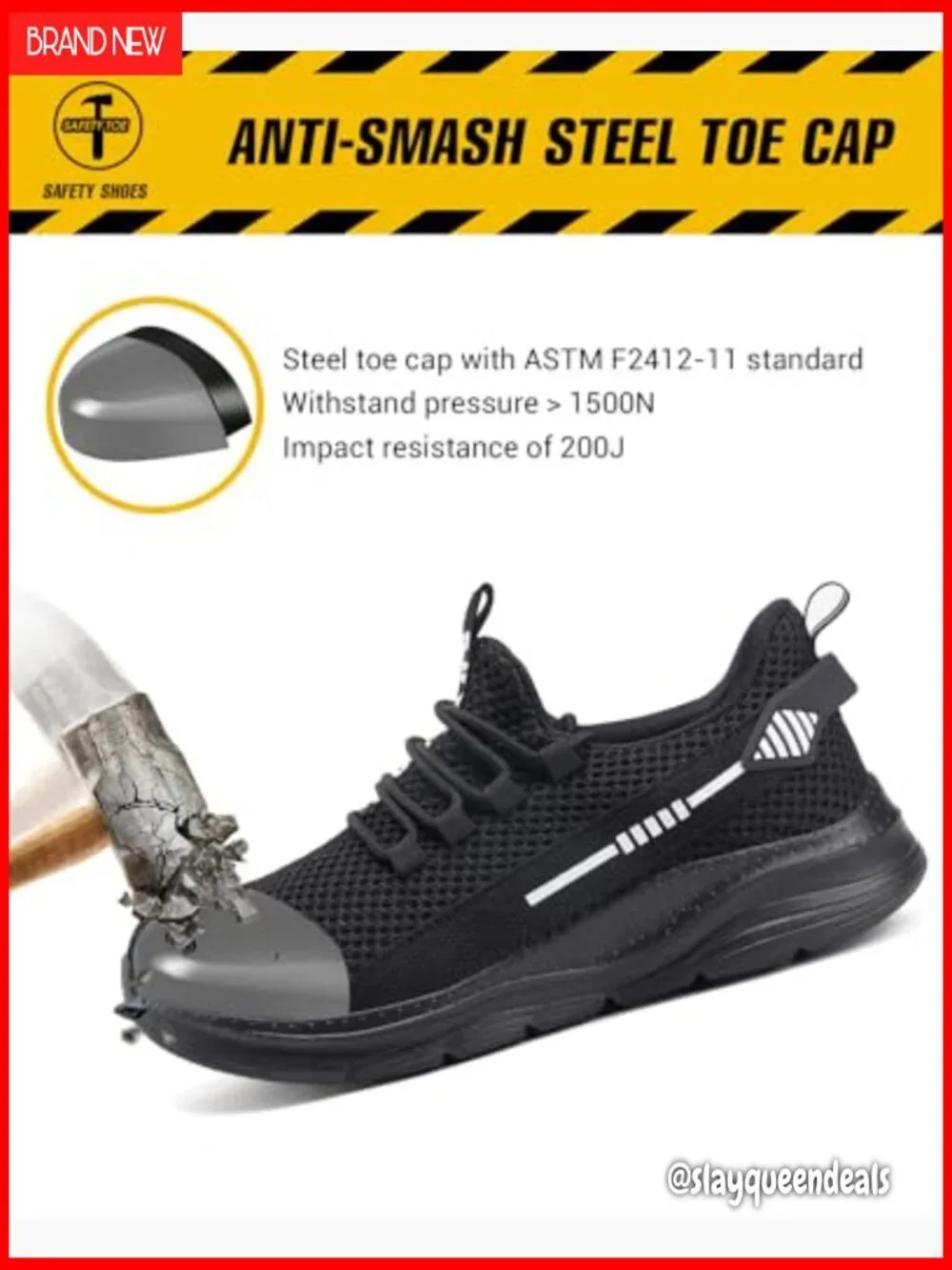 Men's Steel Toe Work Sneakers Puncture Proof Non-Slip Lightweight Breathable